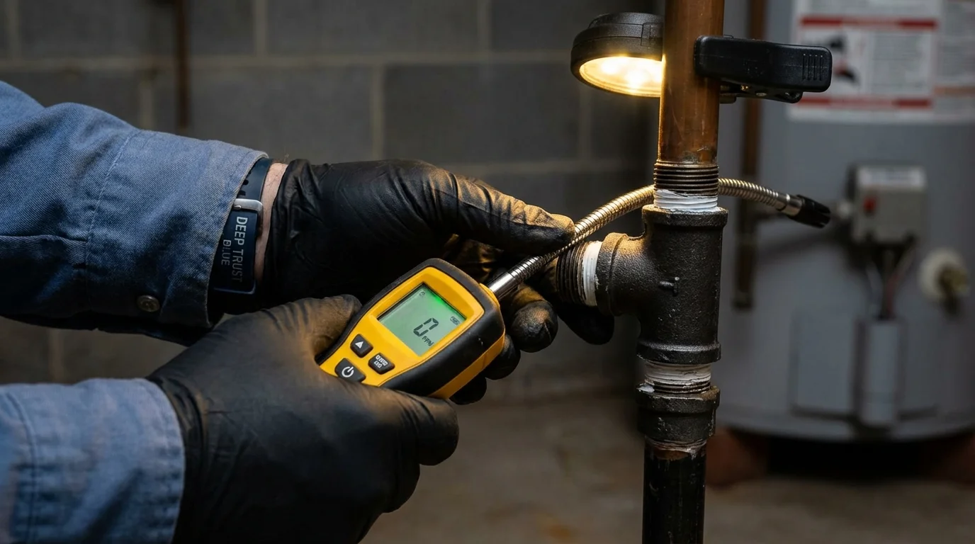 Gas leak detection with electronic sniffer by Johns Plumbing LLC in Cayuga