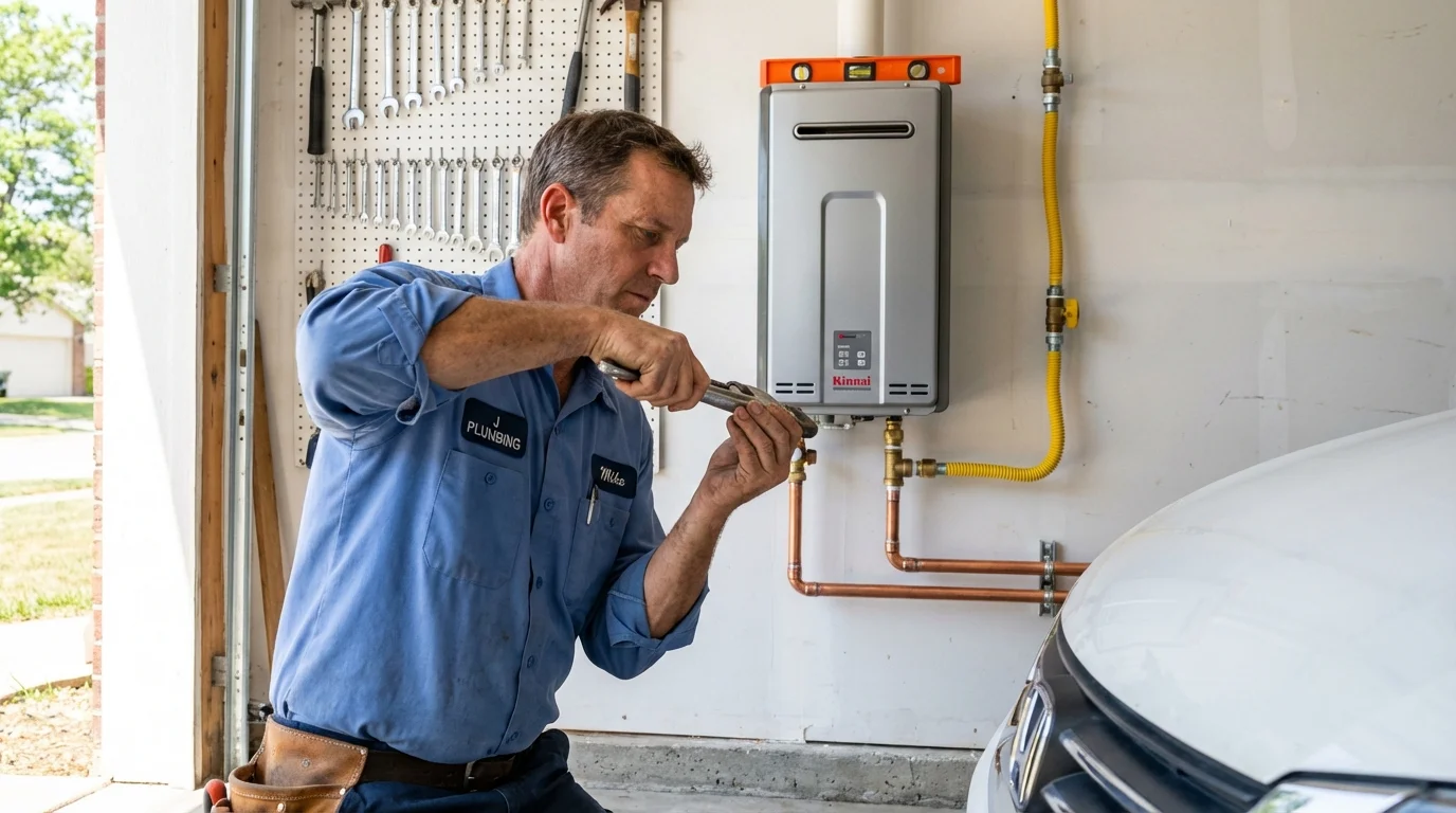 Tankless water heater installation by a Johns Plumbing LLC plumber in Cayuga